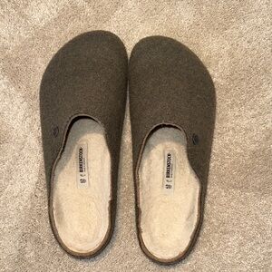 Birkenstock Olive Wool Slip-Ons